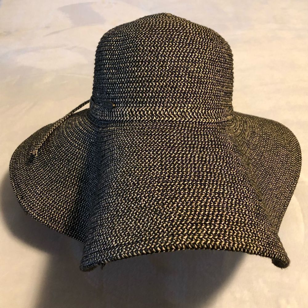 Vivian Collection Brown & Black Wide Brimmed Floppy Sunhat